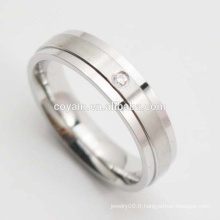 Bague de mariage en cristal en acier inoxydable 316L